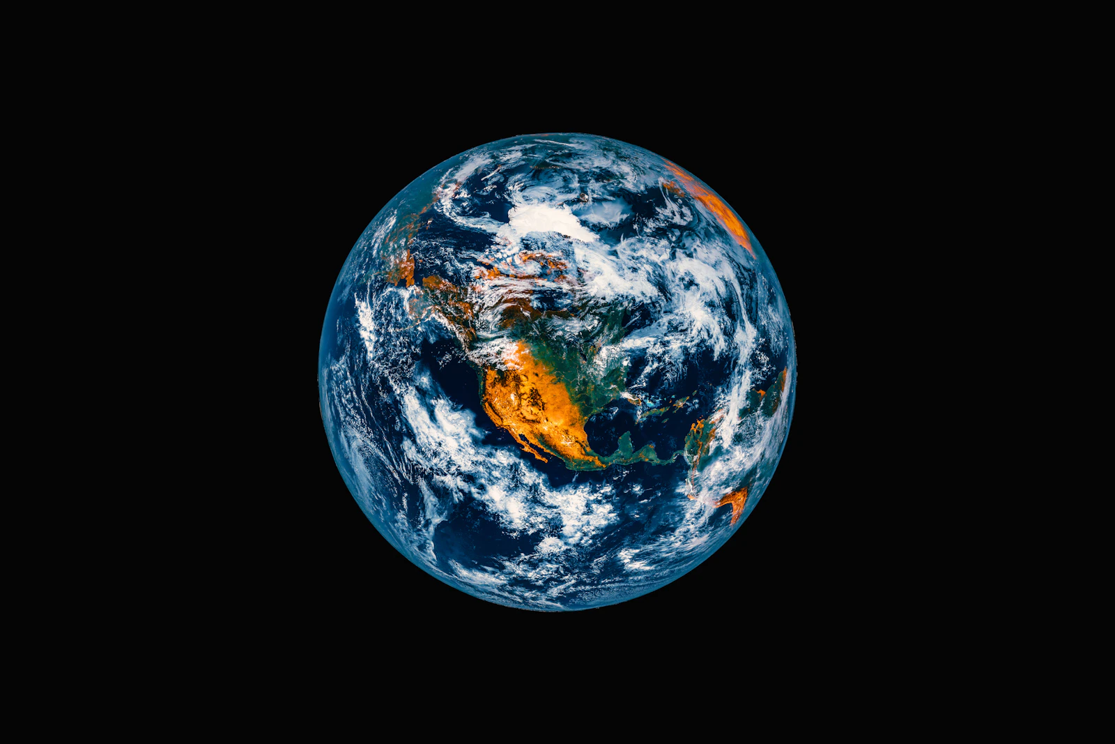 Earth viewed from space with North America centered