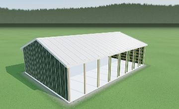 Hay barn with open sides rendered in AllProBuilder